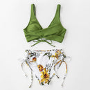 Women's Bikini Summer Swimsuit Front Cross Lace Up Two Piece Bathing Suit