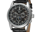 Forsining Moon Phase Shanghai Movement Rose Gold Case Brown Leather Strap Men Watch