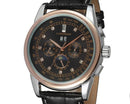 Forsining Moon Phase Shanghai Movement Rose Gold Case Brown Leather Strap Men Watch
