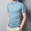Fashion Casual Solid Color Lapel Half Sleeve Men