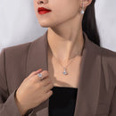 Sterling Silver Three-piece Drop Ring Necklace Earrings Set