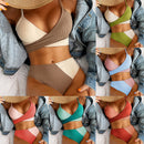 Bikini Patchwork Swimwear Ribbed Women's Swimsuit
