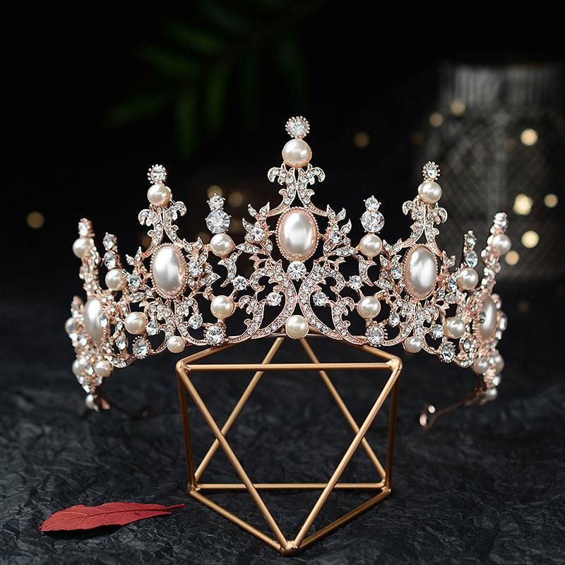 Baroque Luxury Silver Plated Crystal Pearls Bridal