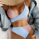 Bikini Patchwork Swimwear Ribbed Women's Swimsuit