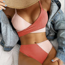Bikini Patchwork Swimwear Ribbed Women's Swimsuit