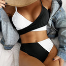 Bikini Patchwork Swimwear Ribbed Women's Swimsuit