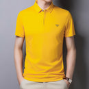 Fashion Casual Solid Color Lapel Half Sleeve Men