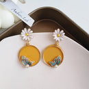 Flower Leaf Transfer Beads Zircon Ear Ring