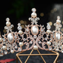 Baroque Luxury Silver Plated Crystal Pearls Bridal
