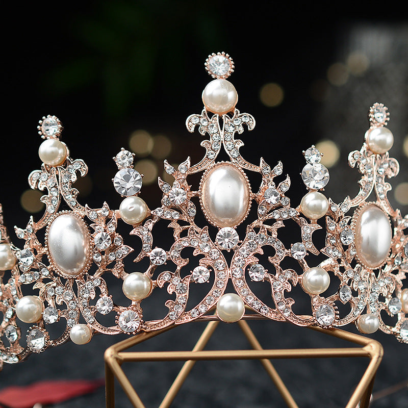 Baroque Luxury Silver Plated Crystal Pearls Bridal