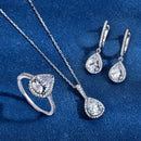 Sterling Silver Three-piece Drop Ring Necklace Earrings Set