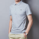 Fashion Casual Solid Color Lapel Half Sleeve Men