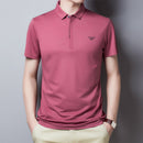 Fashion Casual Solid Color Lapel Half Sleeve Men
