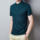 Fashion Casual Solid Color Lapel Half Sleeve Men