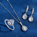 Sterling Silver Three-piece Drop Ring Necklace Earrings Set