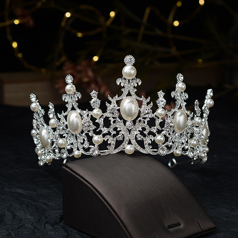 Baroque Luxury Silver Plated Crystal Pearls Bridal