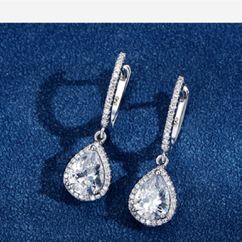Sterling Silver Three-piece Drop Ring Necklace Earrings Set